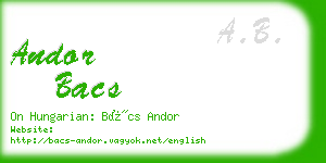 andor bacs business card